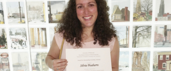 Silvia receiving a TA award